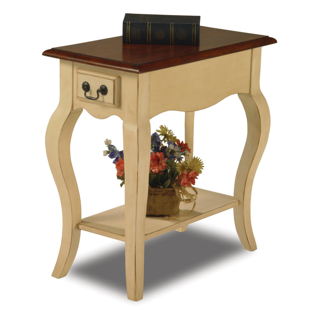 French Cabriole Leg Side Table in Ivory French Cabriole Leg Side Table in Ivory - Image 1