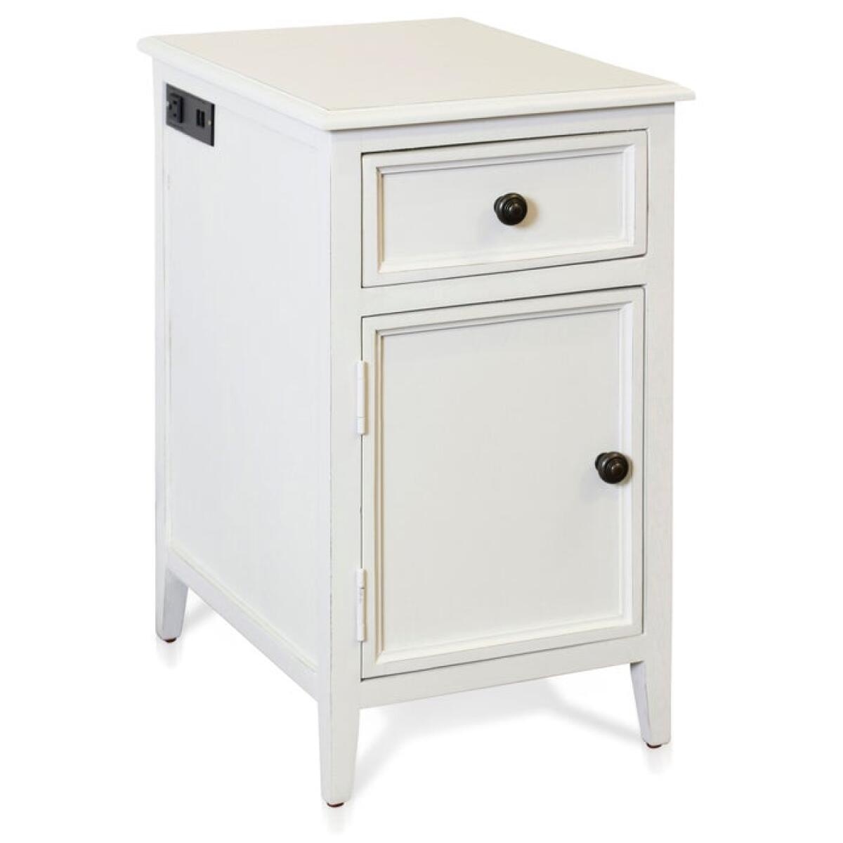 Egg Shell Side Table with Drawer and Cabinet Egg Shell Side Table with Drawer and Cabinet - Image 1