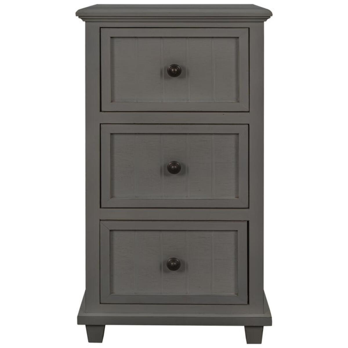 Vintage Grey Three Drawer Side Table Vintage Grey Three Drawer Side Table - Image 1