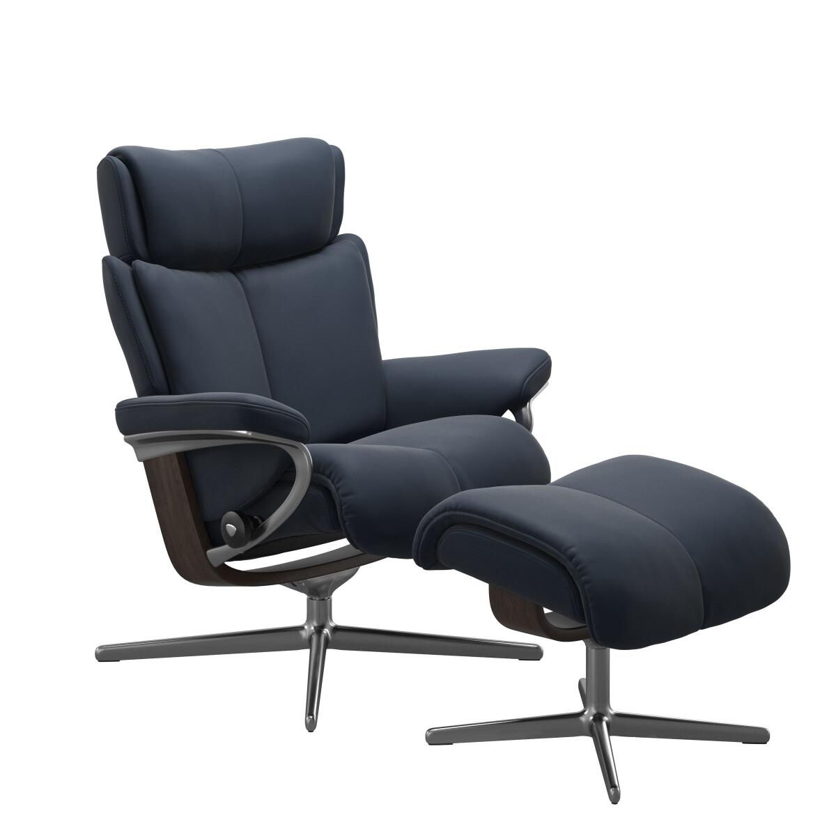 112f69dafbad668d96de4f531bf4d5fe Stressless® Magic (L) Cross Base Recliner with Ottoman - Image 1