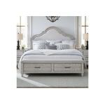 Queen Upholstered Panel Bed With Storage Footboard - Image 3
