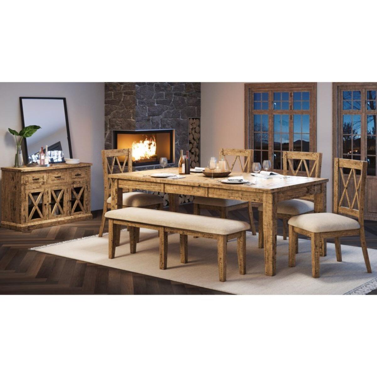 Telluride Collection 6-Piece Table And Chair Set with Bench Telluride Collection 6-Piece Table And Chair Set with Bench - Image 1
