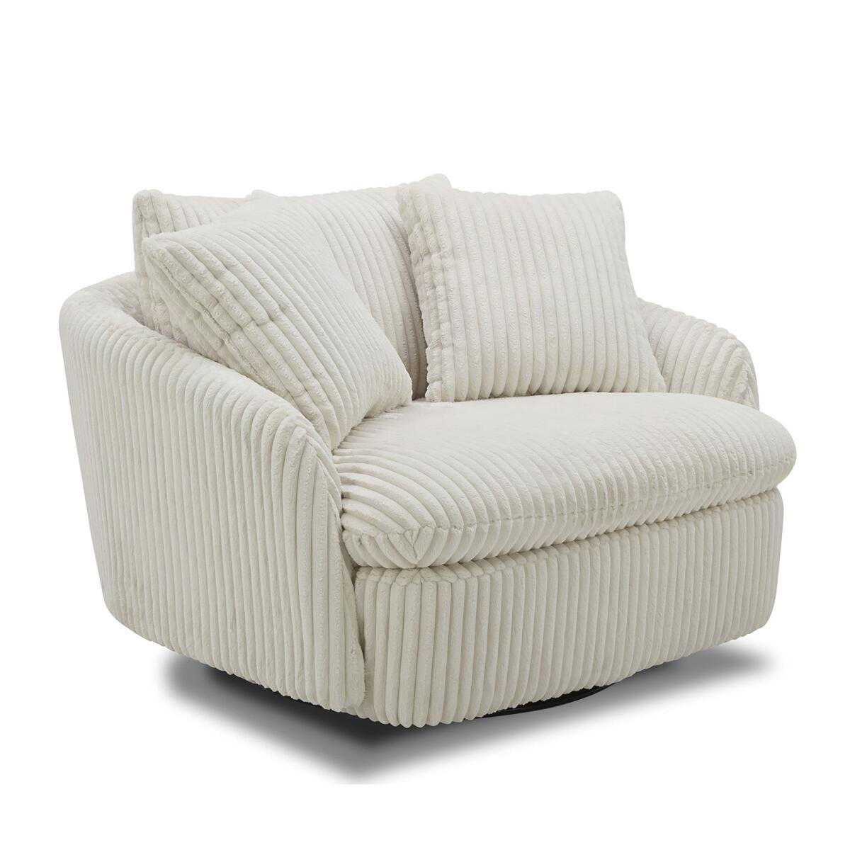 Boomer Mega Ivory Large Swivel Chair W/ 2 Toss Pillows Boomer Mega Ivory Large Swivel Chair W/ 2 Toss Pillows - Image 1