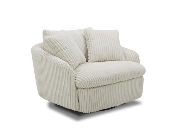 Boomer Mega Ivory Large Swivel Chair W/ 2 Toss Pillows Chairs Parker House