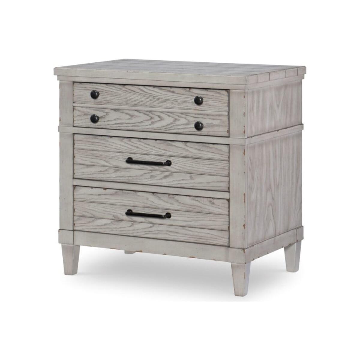 Modern Farmhouse 3-Drawer Nightstand With Built-In Outlet Modern Farmhouse 3-Drawer Nightstand With Built-In Outlet - Image 1