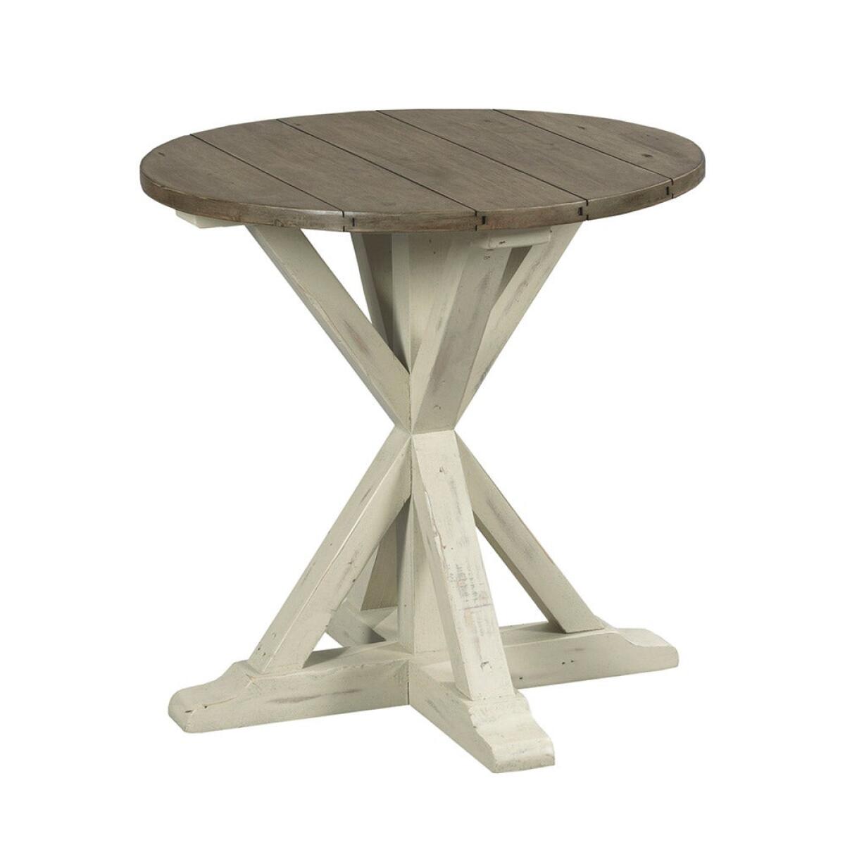 Reclamation Place Trestle Round End Table Reclamation Place Trestle Round End Table - Image 1