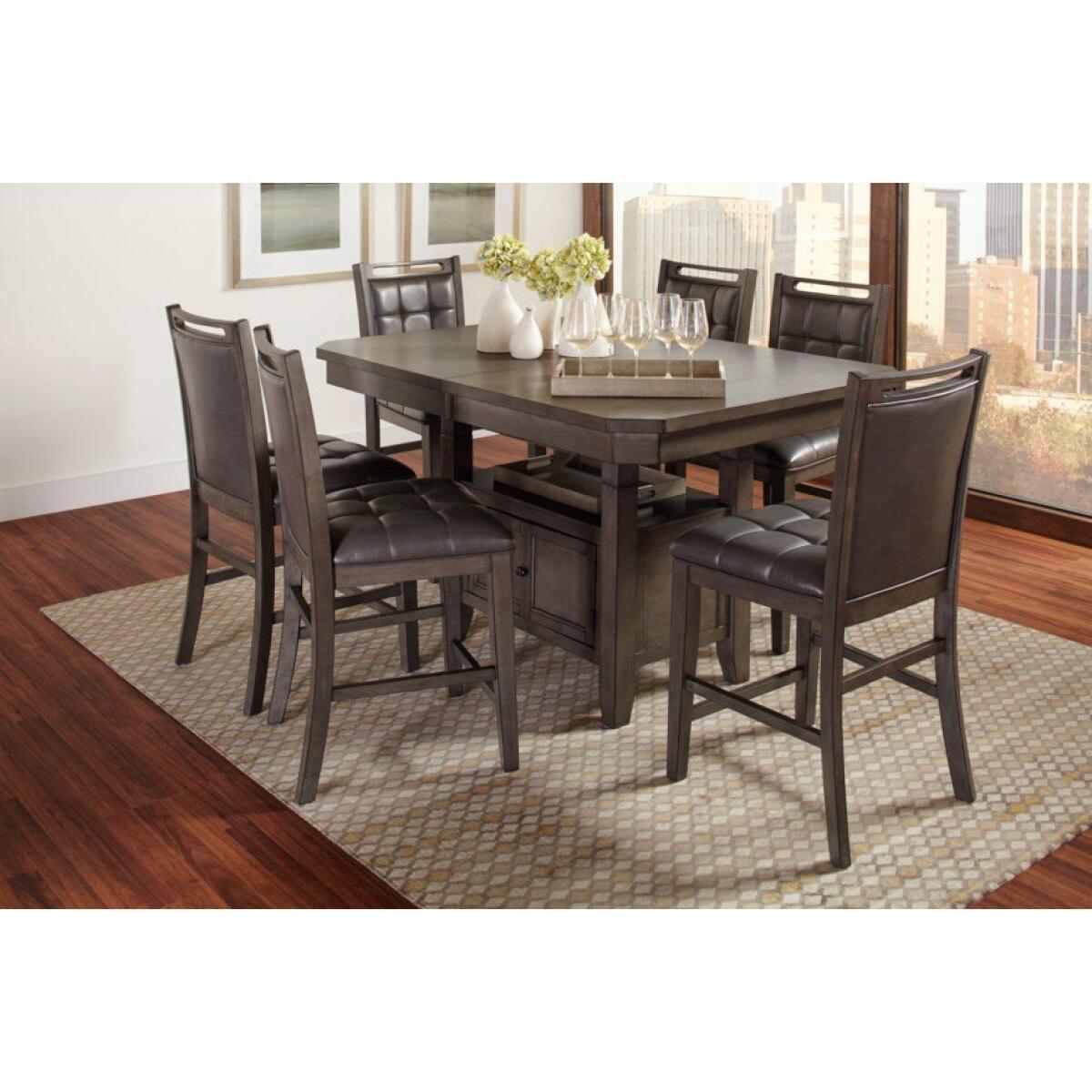 Manchester 7 Piece Coutner Height Dining Set Grey Brown Finish Manchester 7 Piece Coutner Height Dining Set Grey Brown Finish - Image 1