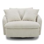 Boomer Mega Ivory Large Swivel Chair W/ 2 Toss Pillows - Image 3