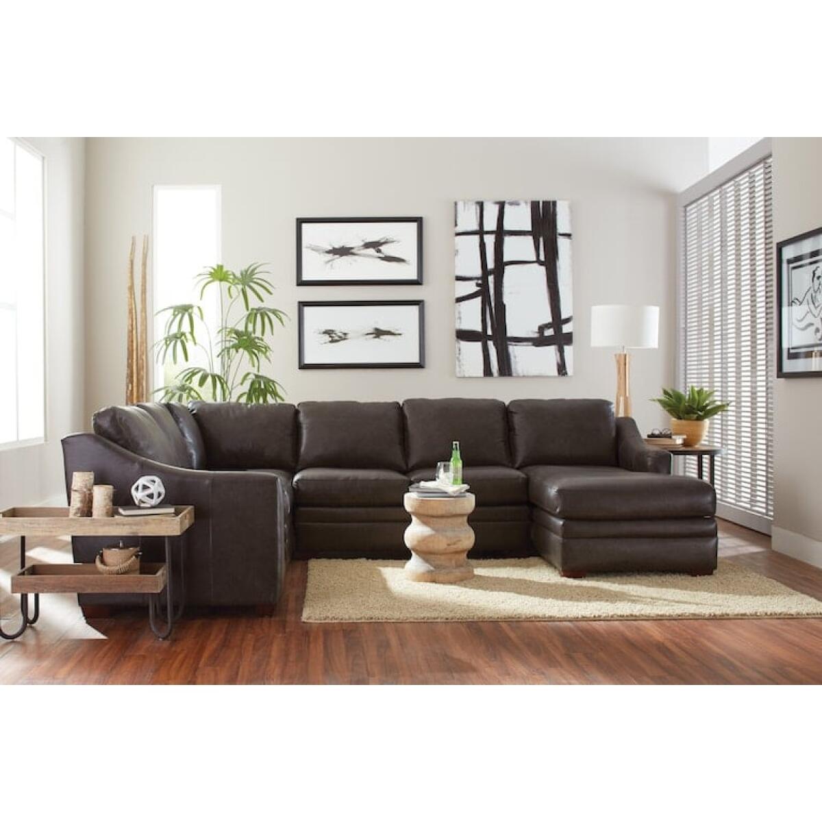 3 Piece Leather Sectional Sofa with 1 Power Recliner and RAF Chaise Lounge 3 Piece Leather Sectional Sofa with 1 Power Recliner and RAF Chaise Lounge - Image 1