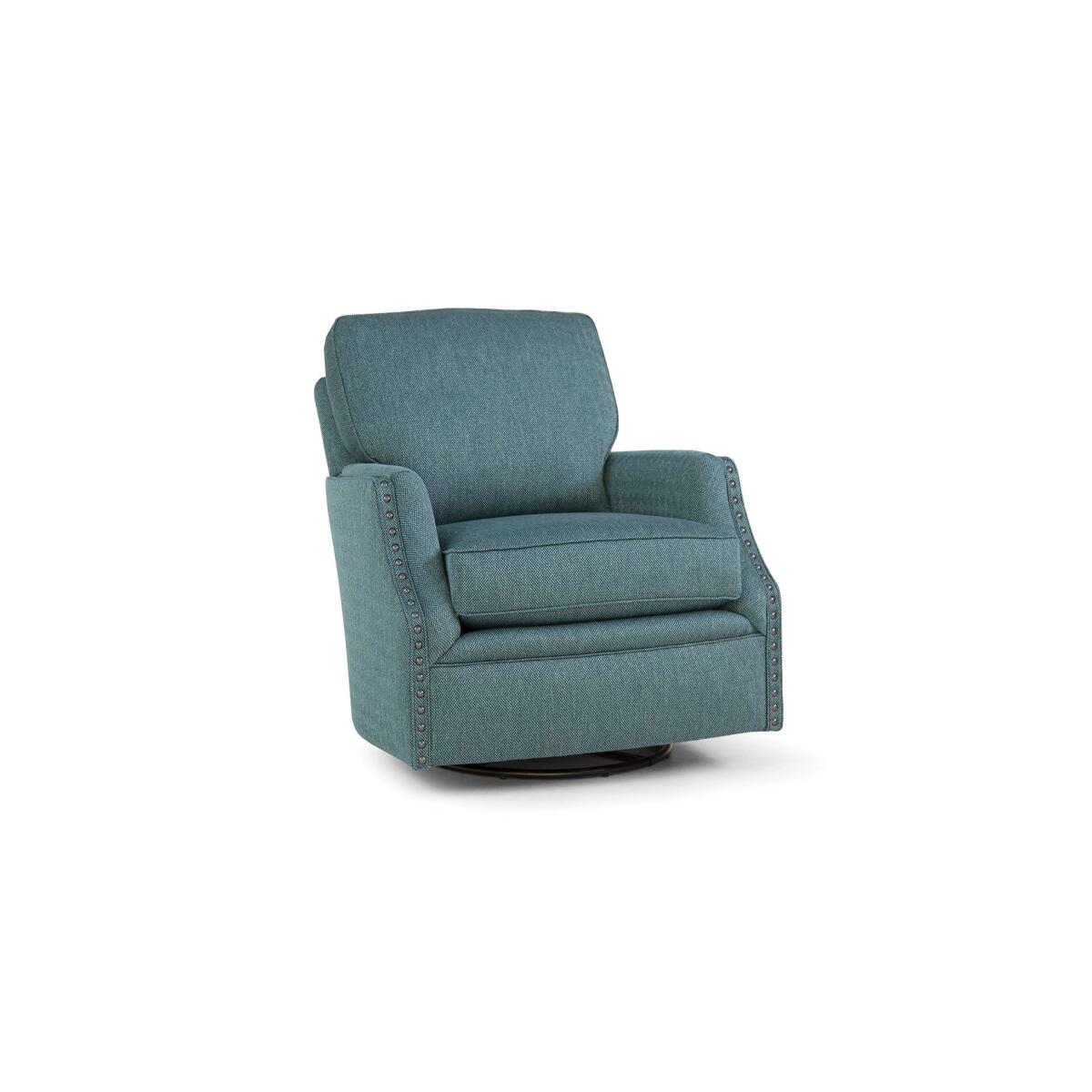 Semi-attached Back Swivel Chair with Nailheads Semi-attached Back Swivel Chair with Nailheads - Image 1