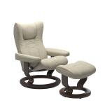 Stressless® Wing (S) Classic Base Recliner with Ottoman