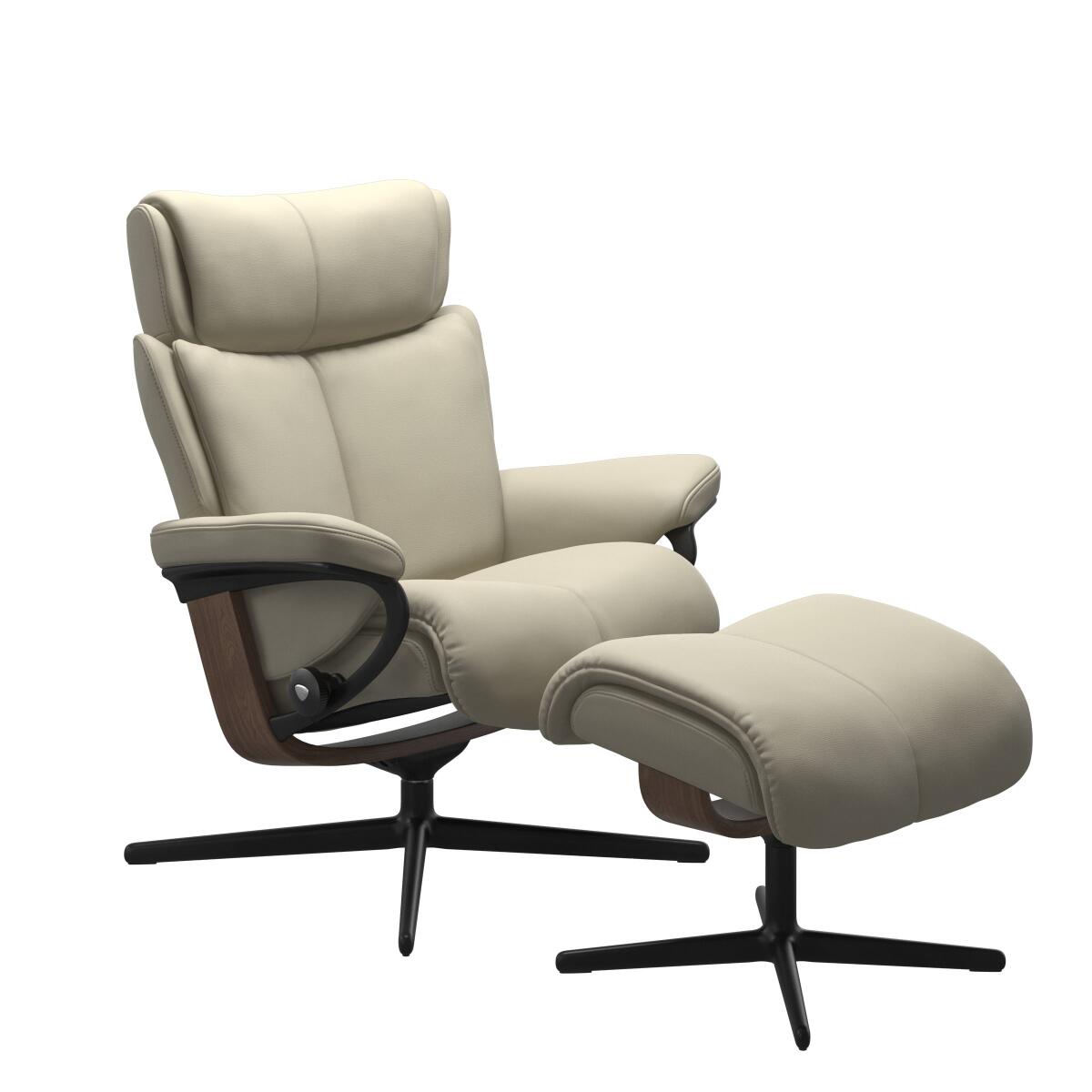 9b486e2e23e74e059c5e0de98c006a8a Stressless® Magic (S) Cross Base Recliner with Ottoman - Image 1