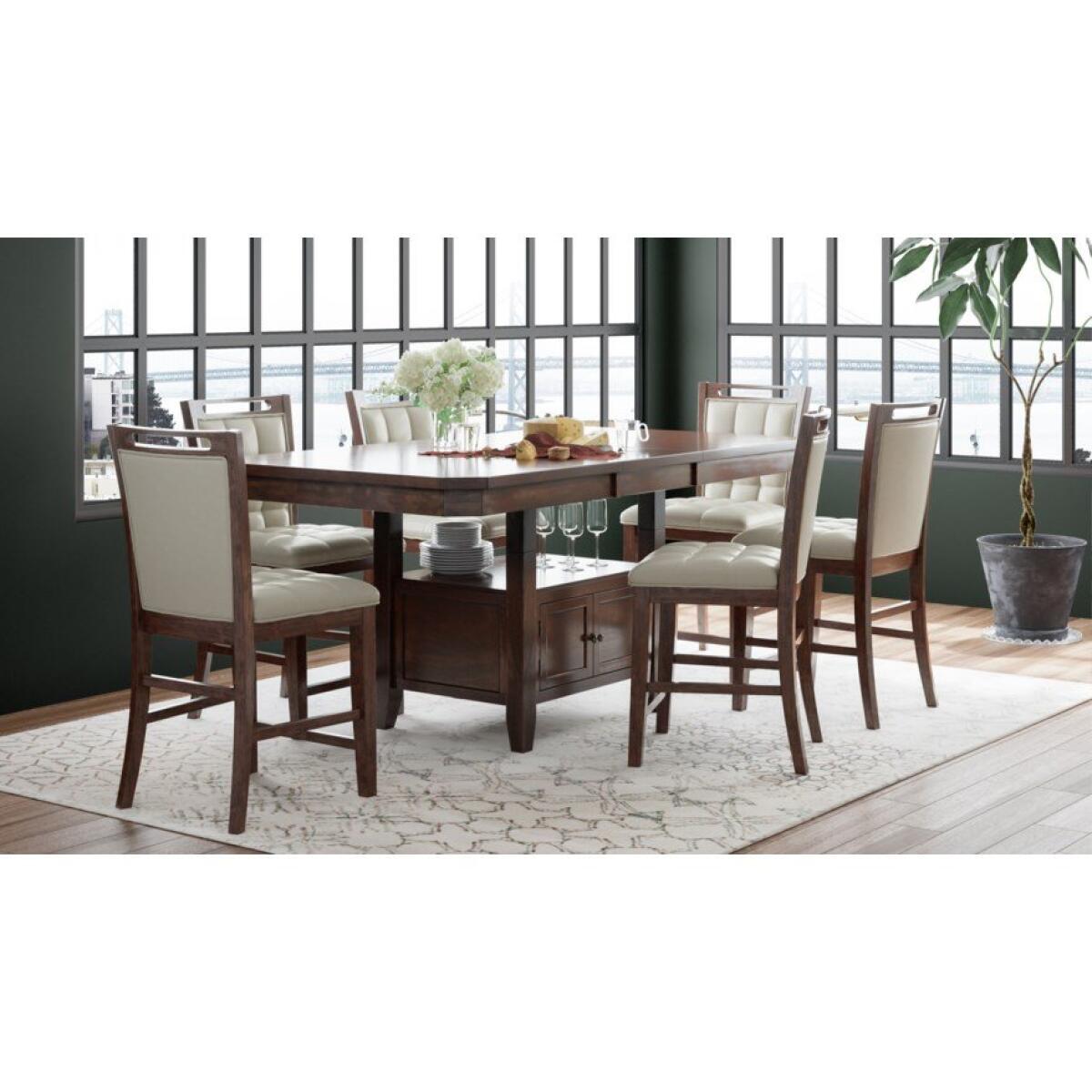 Manchester 7 Piece Counter Table And Chair Set Warm Dark Finish Manchester 7 Piece Counter Table And Chair Set Warm Dark Finish - Image 1