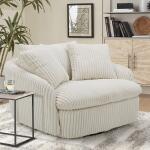 Boomer Mega Ivory Large Swivel Chair W/ 2 Toss Pillows - Image 2