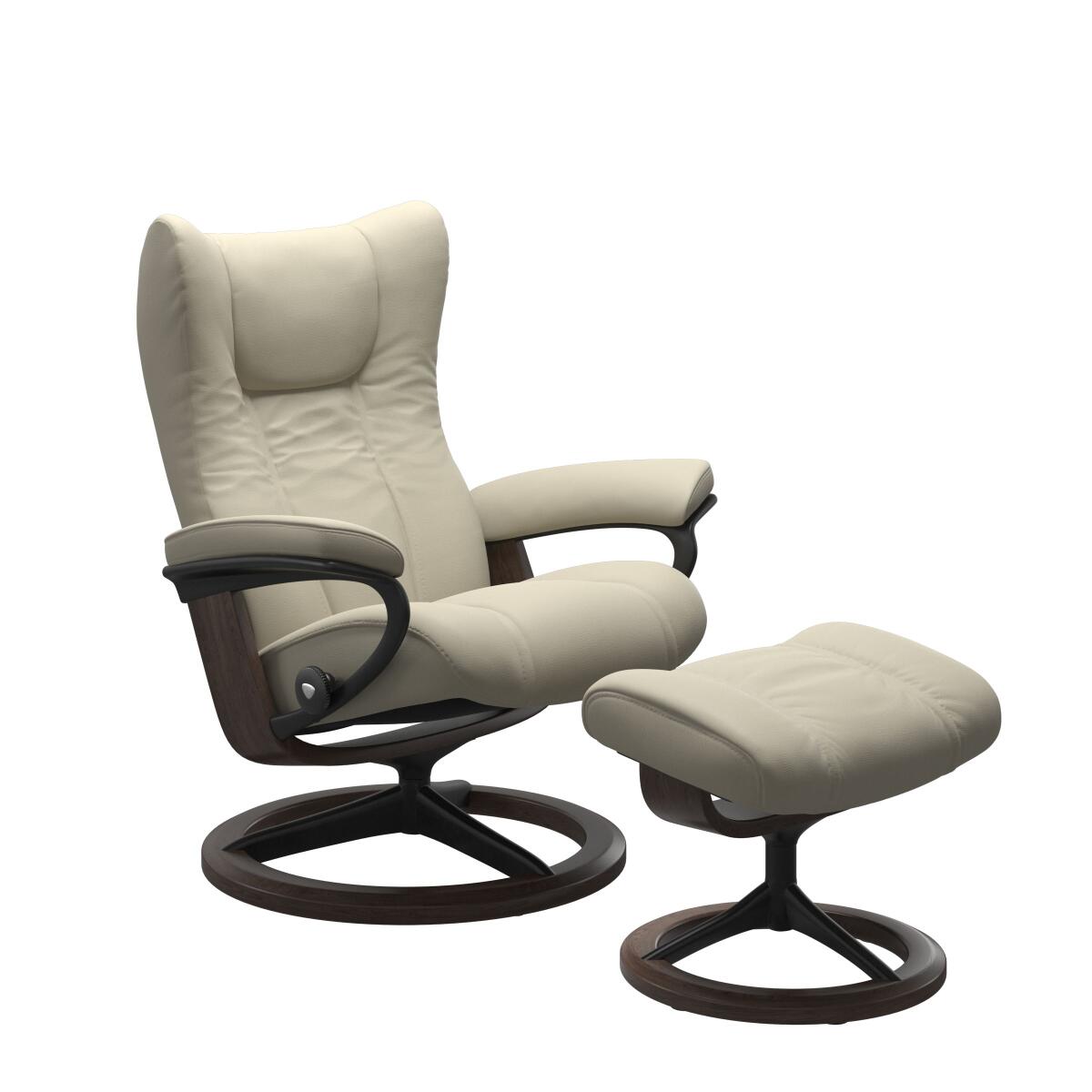 d6276d8700533ab26b451533c9ce1637 Stressless® Wing (L) Signature Base Recliner with Ottoman - Image 1