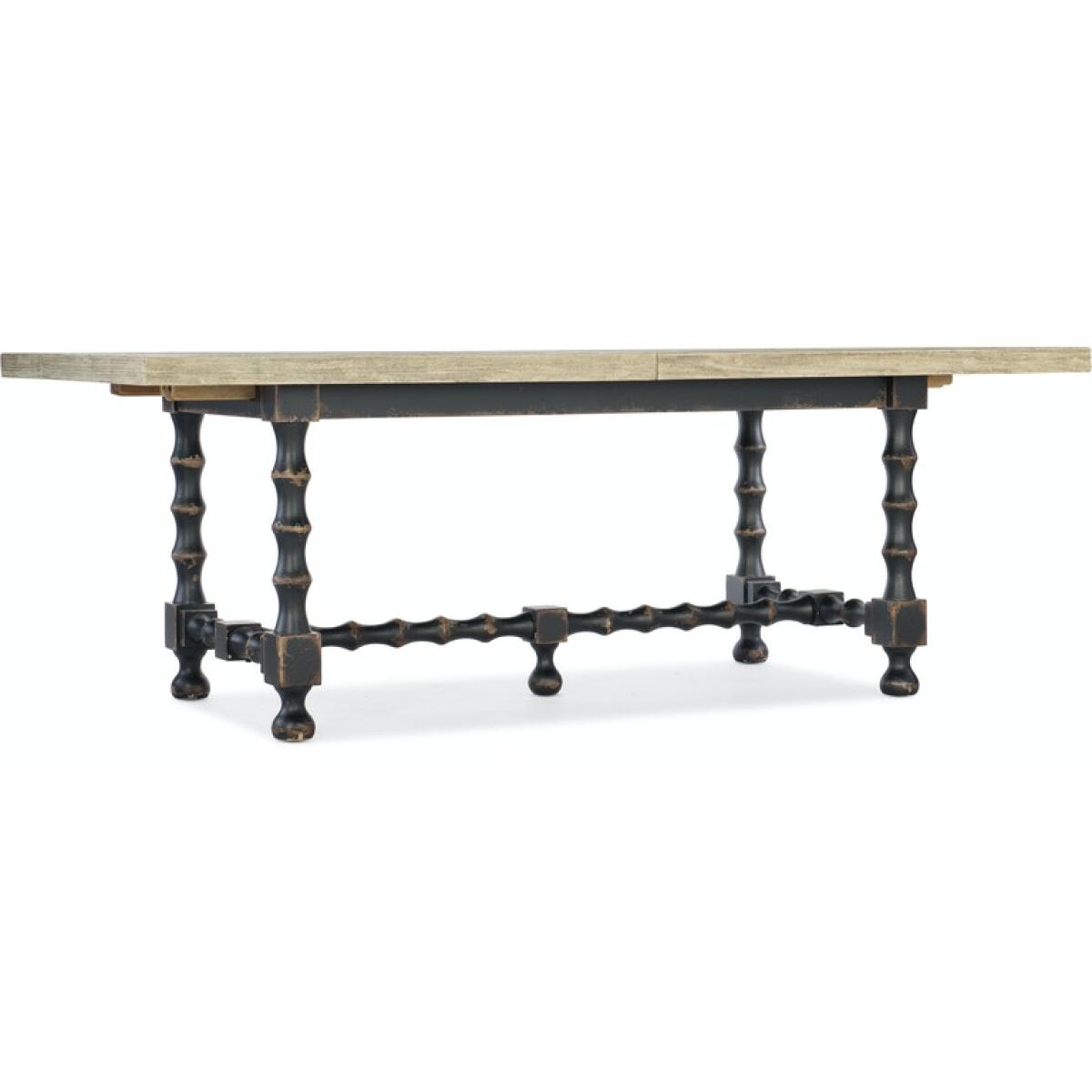 Ciao Bella 84in Trestle Table with 2-18in Leaves in White/Black Ciao Bella 84in Trestle Table with 2-18in Leaves in White/Black - Image 1