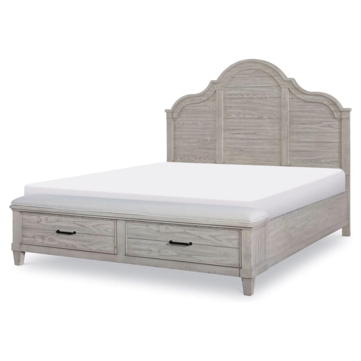 Modern Farmhouse Queen Arched Panel Bed With Storage Footboard Modern Farmhouse Queen Arched Panel Bed With Storage Footboard - Image 1