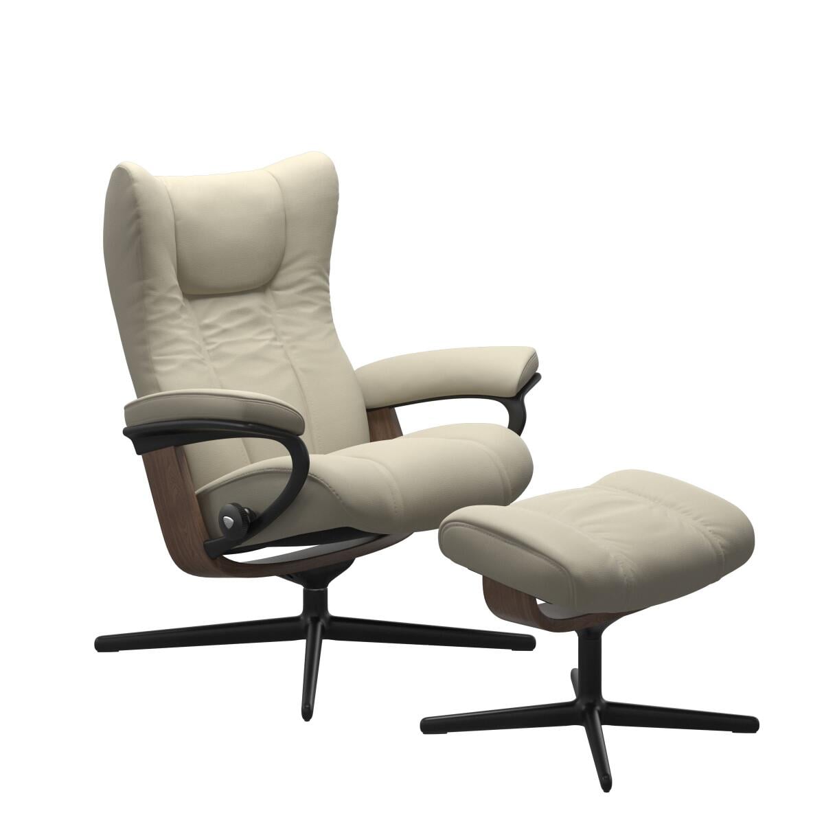 e9e14669490b7c31cb60122064d70d53 Stressless® Wing (L) Cross Base Recliner with Ottoman - Image 1