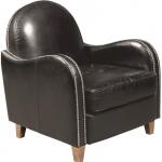 Pulaski Curved Black Leather Accent Chair