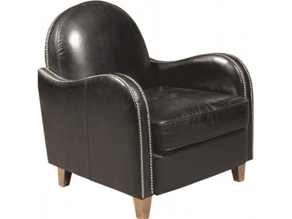 Pulaski Curved Black Leather Accent Chair Outlet Chairs Clearance