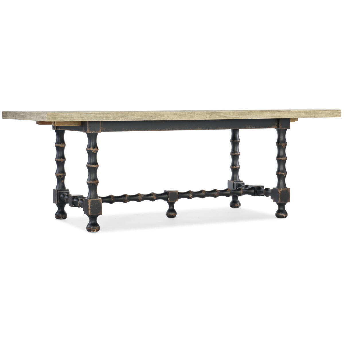 CiaoBella Ciao Bella 84in Trestle Table w/ 2-18in Leaves-Flaky White/Black CiaoBella Ciao Bella 84in Trestle Table w/ 2-18in Leaves-Flaky White/Black - Image 1