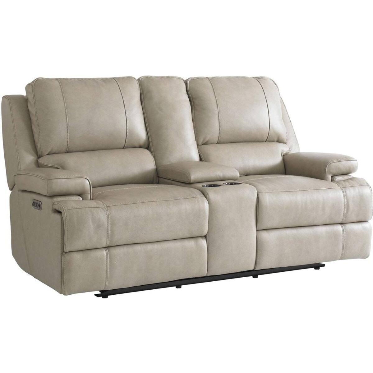 Parker Club Level Loveseat w/Power & Console Tan Parker Club Level Loveseat w/Power & Console Tan - Image 1