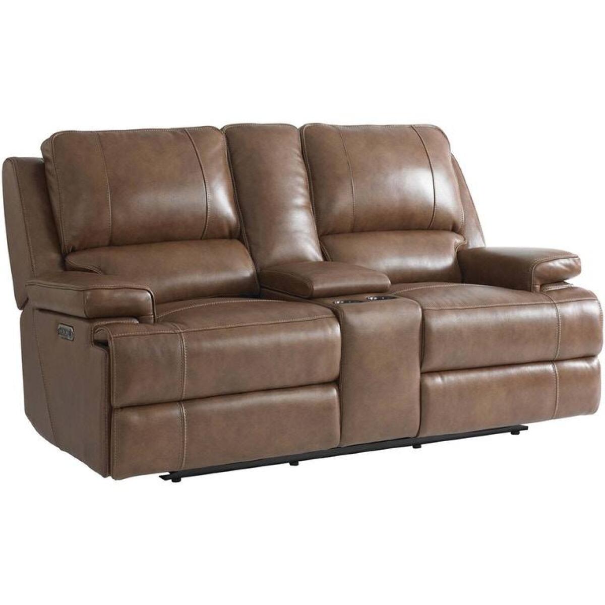 Parker Club Level Loveseat w/Power & Console Brown Parker Club Level Loveseat w/Power & Console Brown - Image 1
