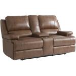 Parker Club Level Loveseat w/Power & Console Brown