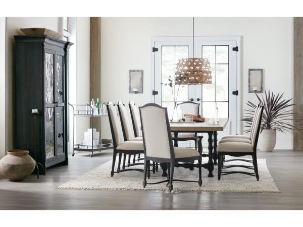 Ciao Bella 84in Trestle Table with 2-18in Leaves in White/Black - Image 4