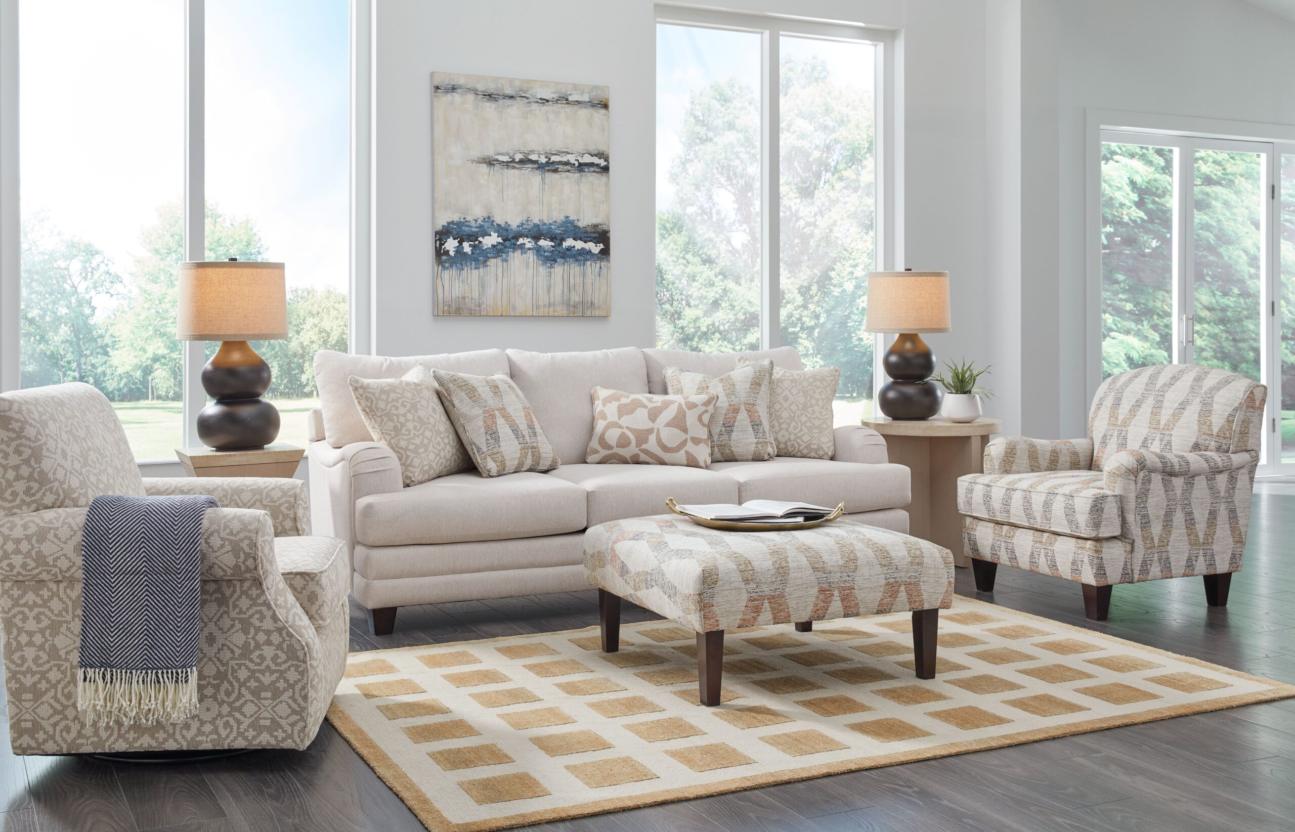 Blair Cream Ottoman