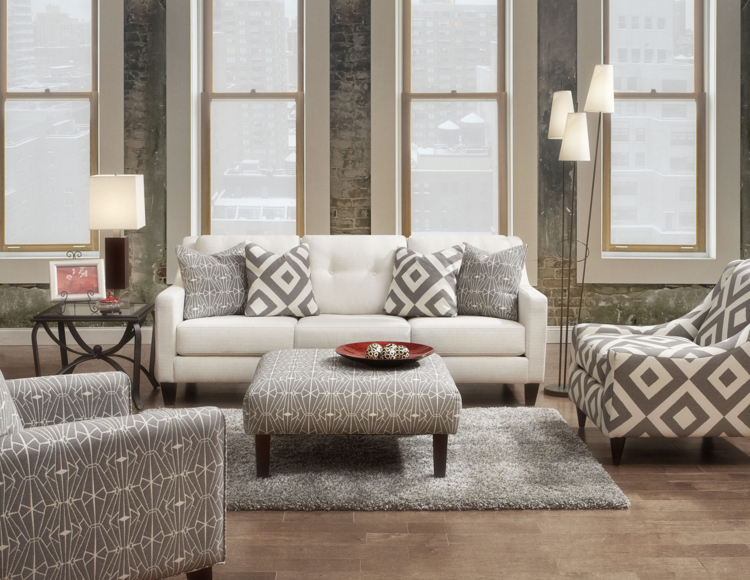 Square Charcoal Accent Ottoman